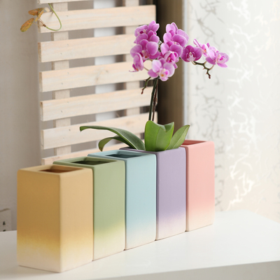 喷绘渐变色素烧陶瓷花盆透气有孔