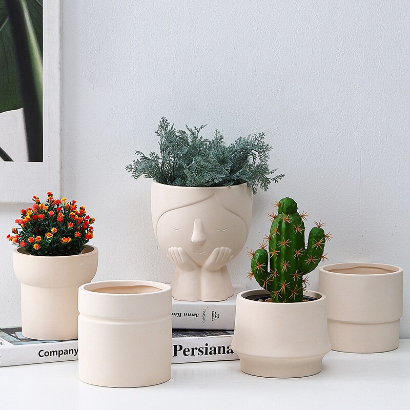 陶土中温素烧胚花盆 透气吸水可画画现代ins家居陶瓷花器绿植盆栽