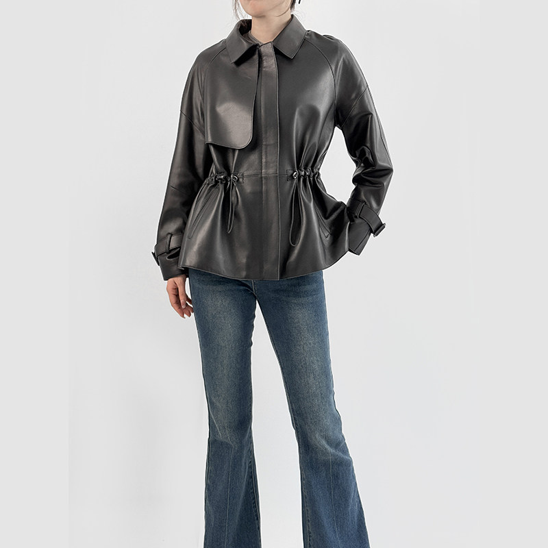 真皮绵羊皮女短款翻领皮外套休闲通勤小夹克海宁真皮皮衣时尚大衣,女装/女士精品,皮衣,淘宝优惠券,粉丝福利购,淘宝优惠卷