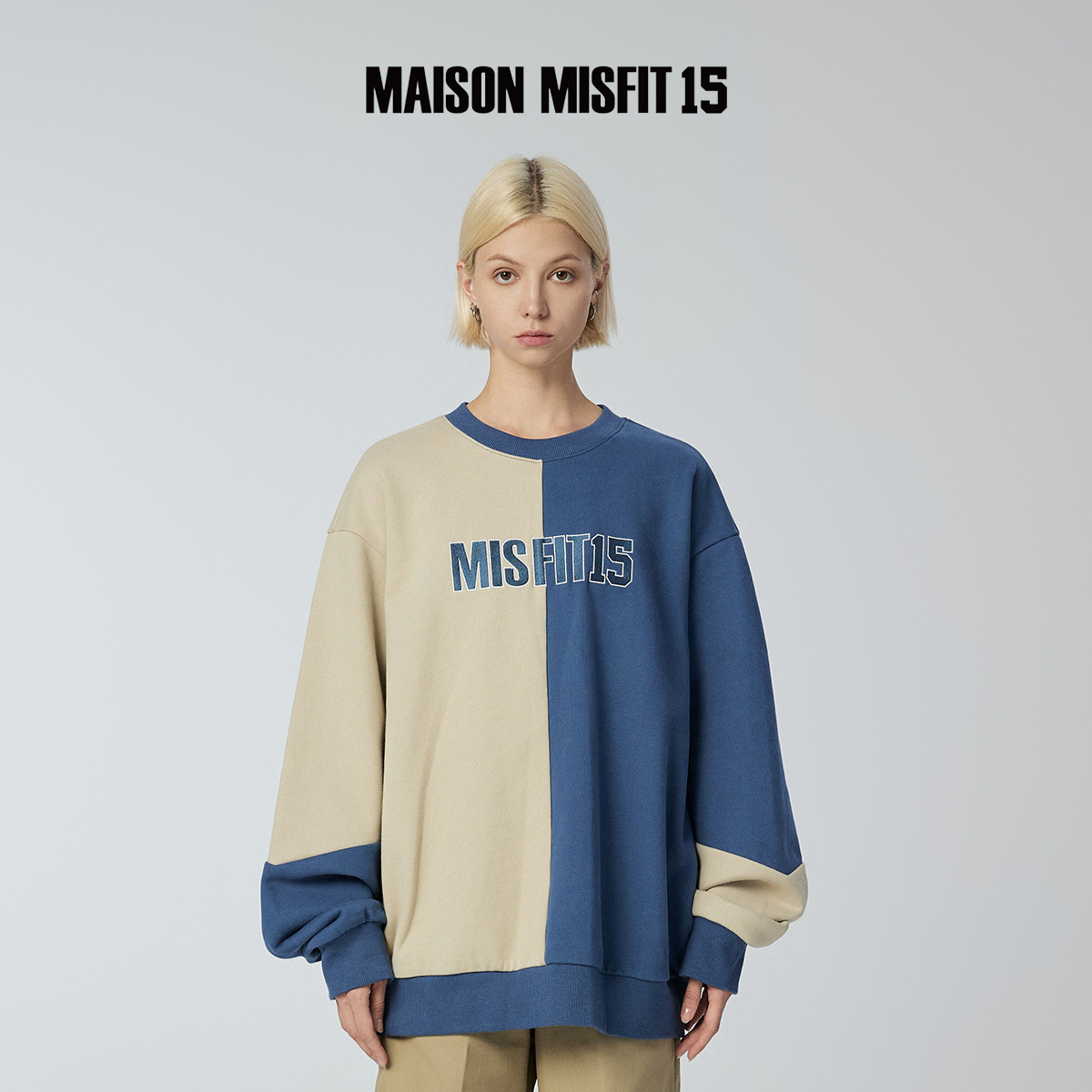 MMXV潮牌男女同款撞色加绒卫衣