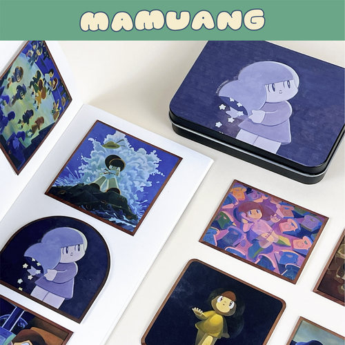 MAMUANG芒姆安铁盒贴纸原创艺术治愈插画文创可爱创意文具