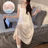吊带睡裙女夏季 少女带胸垫一体性感甜美公主风睡衣 冰雪丝2026新款