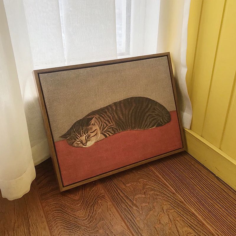 爆款日式现代简约客厅装饰画猫画ins猫咪小动物卧室复古小众艺术图片