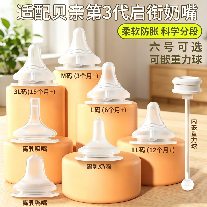 适配贝亲奶嘴S/M/15个月一岁以上