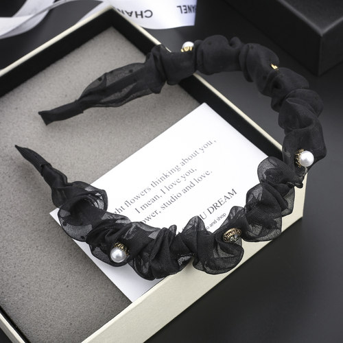 F8黑色网纱发箍初夏甜美风