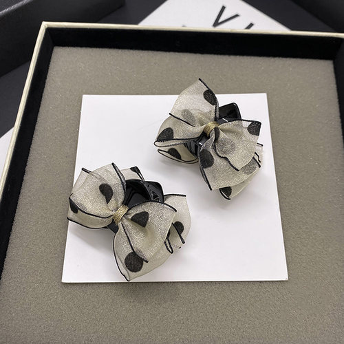 F8波点网纱蝴蝶结猫耳朵小抓夹