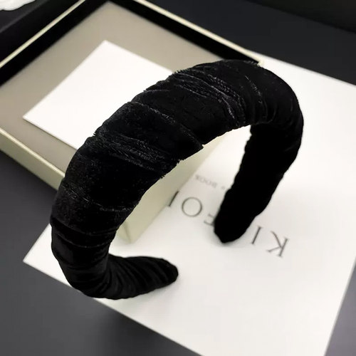 高品质丝绒赫本风~高颅顶黑发箍