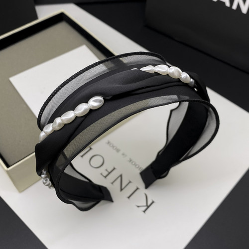 新款小众设计珍珠缠绕宽边发箍