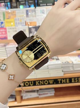 正品霸气方形手表表盘气质高级新款多功能夜光潮流情侣简约防水