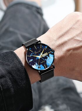 手表男士青少年高中学生中考考试潮流防水炫酷星空夜光简约石英表