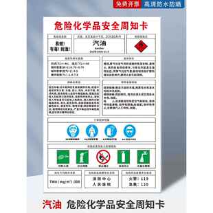 汽油危险化学品安全周知卡标识牌柴油职业危害告知卡警示牌加油站管理制度提示牌加油站风险点告知牌可定制
