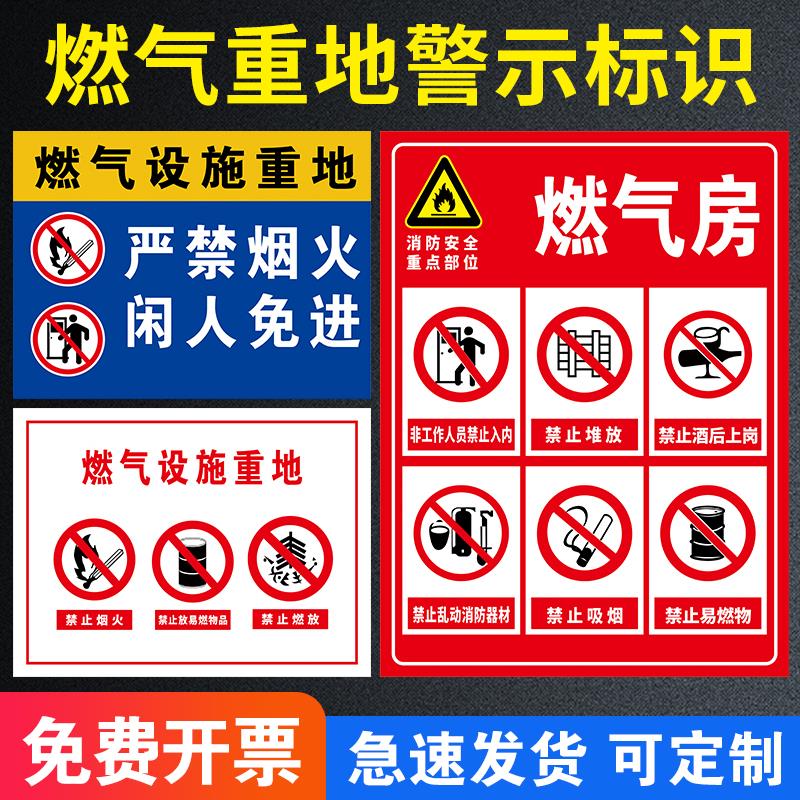 严禁烟火定制标牌燃气警示牌标志提示牌闲人免进消防安全房消防通道燃气禁止燃气标识设施重地天然气阀门占用