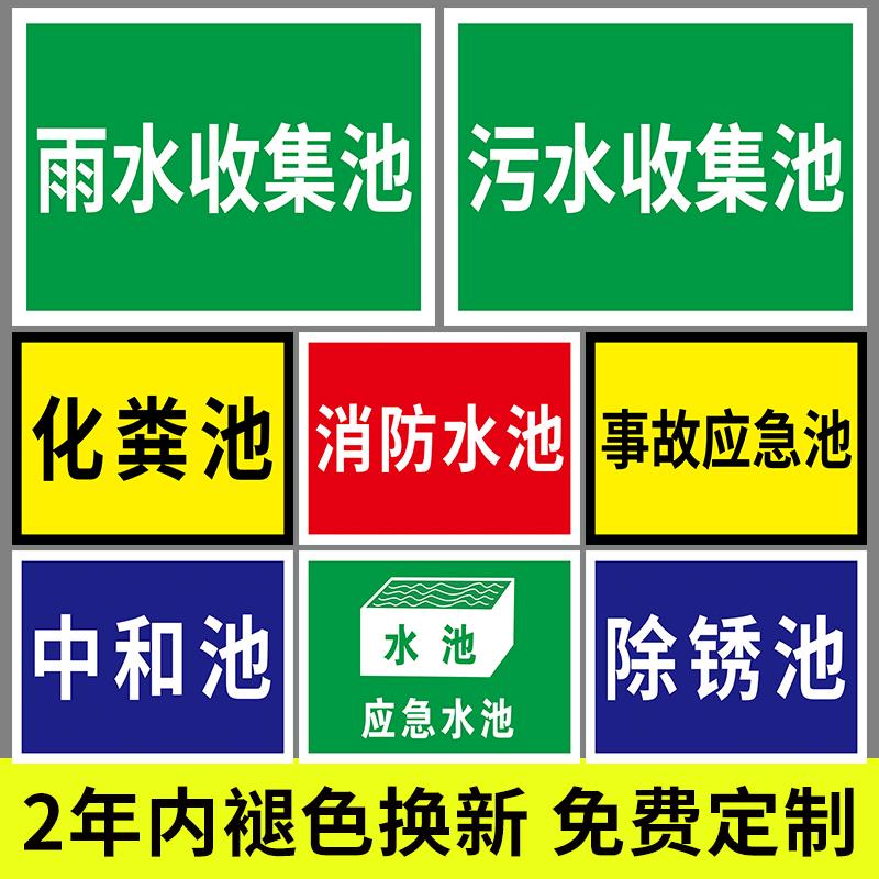 雨水收集池标识牌污水消防池应急水池化粪池除锈池噪声雨水废气排放口排污口环保标志危险废物存贮场所警示牌