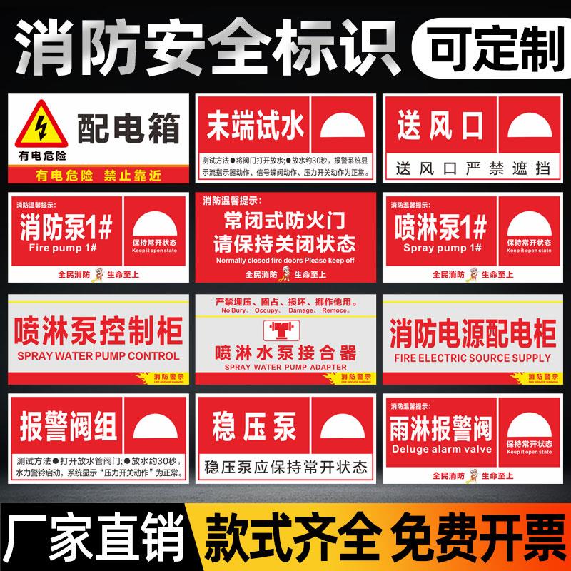排烟口送风口标贴常闭式防火门消火栓灭火器火警电话安全标识牌警示牌防火设施提示贴纸消防通道严禁堵占标志