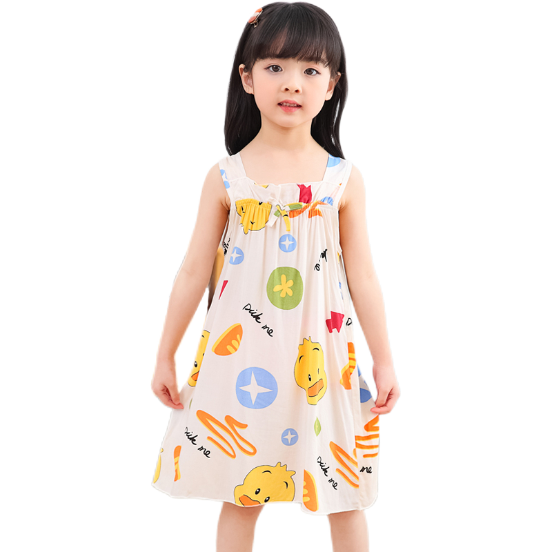 女童睡裙夏季棉绸薄款宝宝空调服
