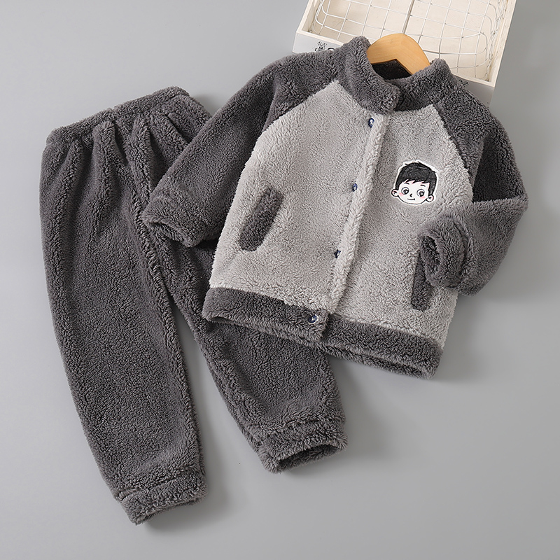 儿童睡衣男童加厚款家居服法兰绒