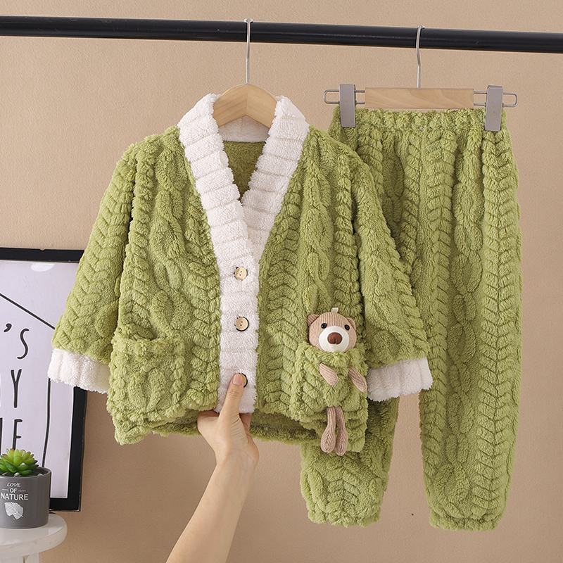 秋冬法兰绒加厚家居服套装