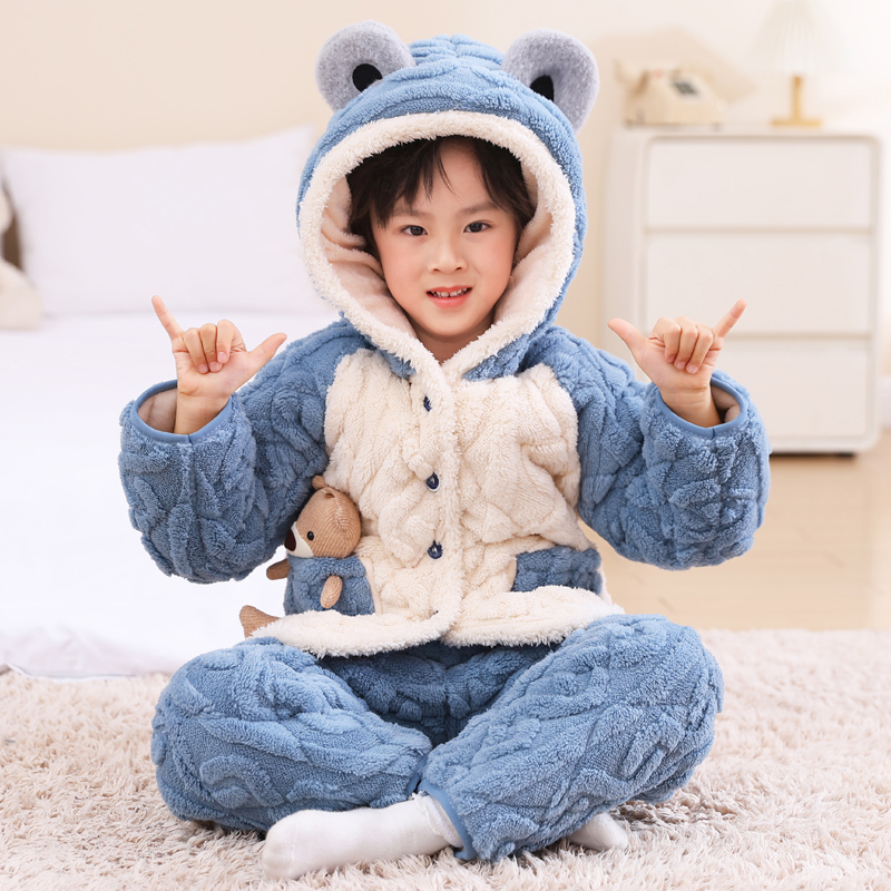 秋冬儿童珊瑚绒家居服套装