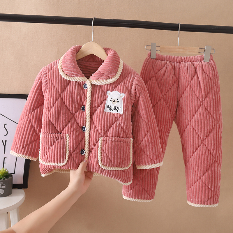 冬季儿童加厚夹棉睡衣