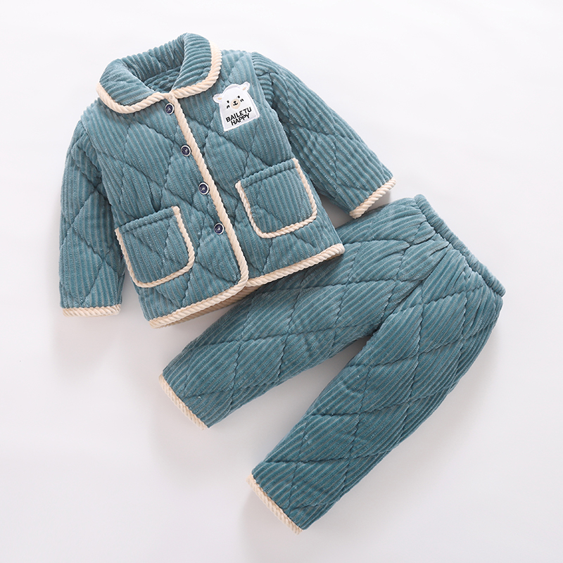 冬季加绒加厚夹棉睡衣