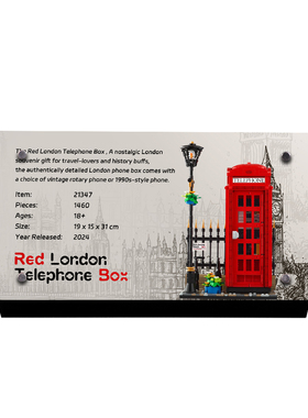 POP适用乐高21347伦敦红色电话亭亚克力展示铭牌装饰积木信息牌