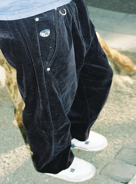 MindError 弧形拼接复古灯芯绒休闲长裤2025秋冬新款宽松休闲裤子