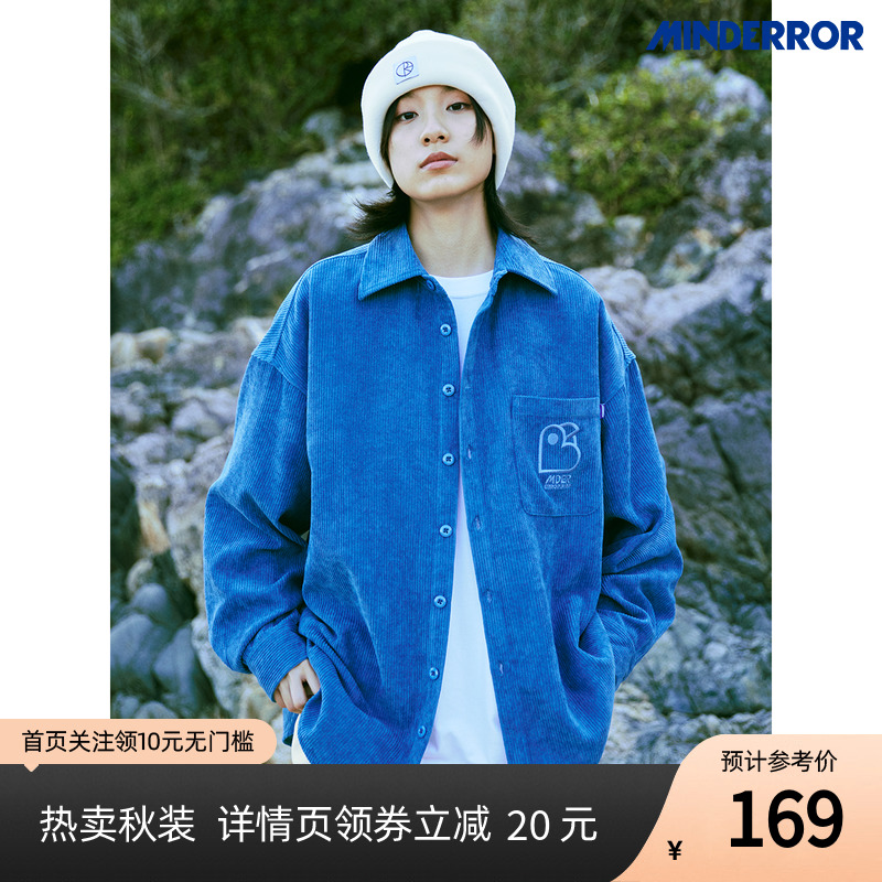 MindError Bird cord ls shirt 小鸟刺绣Logo宽松灯芯绒长袖衬衫