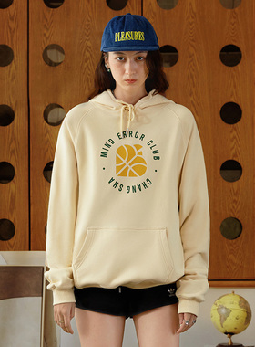 MindError ME 爱心小鸟篮球印花街头加绒长袖连帽衫宽松秋季卫衣