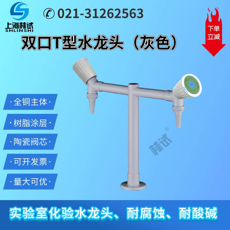 新款立式低位双口T型水龙头实验室双联化验水咀陶瓷阀芯耐腐包邮