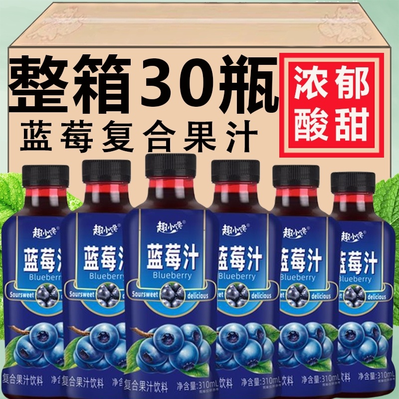 蓝莓汁果味饮料瓶装四季网红水果风味汁310ml整箱批饮用外卖饮品