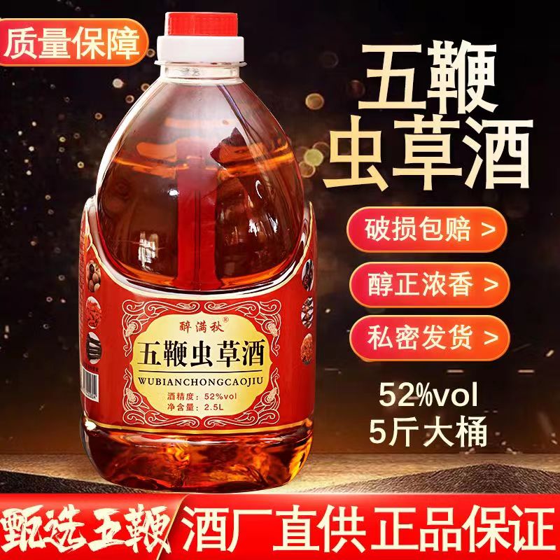 爆款52度五鞭虫草酒养生配制滋补酒大补药泡酒5斤大桶装高度酒泡