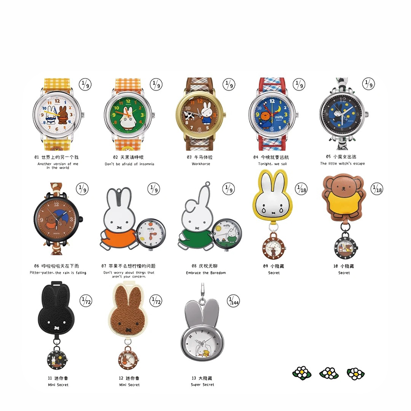 正版麦和几盒番Miffy米菲兔联名手表盲盒找自己系列潮玩腕表礼物