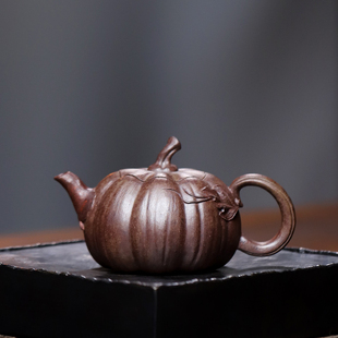 大吉羊柴烧 宜兴紫砂壶南瓜茶壶 本山绿泥田园瓜果120ml徐顺伟