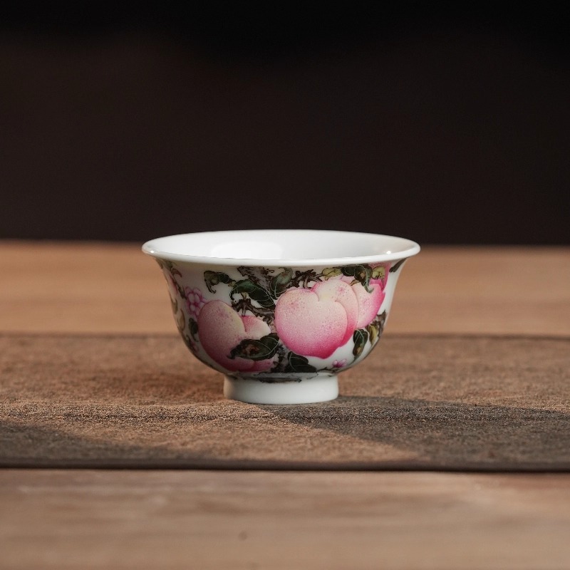 元煦丨粉彩国画九桃压手杯60cc景德镇陶瓷