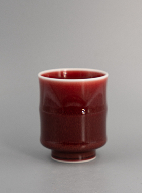 皇窑 | 郎红竹节水杯 容量80cc景德镇陶瓷茶杯主人杯高档茶具茶器