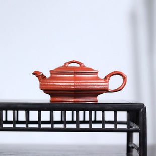 ZH-0103【六方扁竹鼓紫砂】宜兴壶紫砂壶朱浩手工制朱泥家用茶具