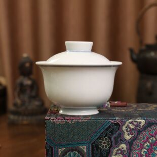 逸古堂|星枢釉元宝盖碗 景德镇瓷器纯手工手绘高端茶杯茶具家用