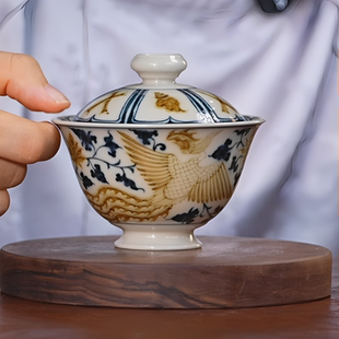 瓷片立勤堂麒麟追凤盖碗