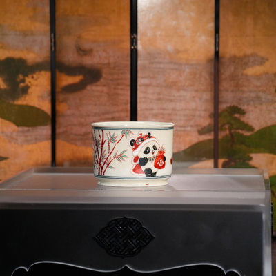 立勤堂丨二号釉红绿彩雪景熊猫小容天杯新容量80cc茶杯