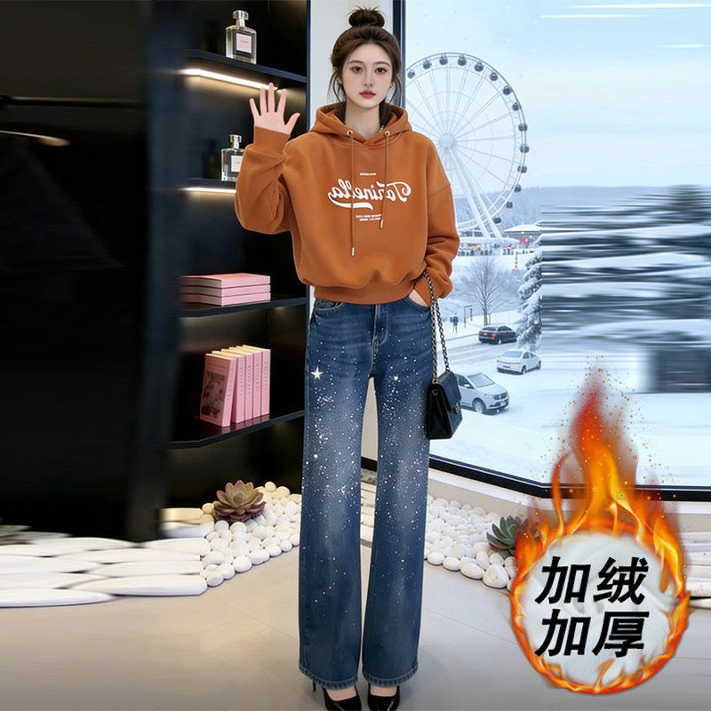 加绒加厚连帽卫衣牛仔裤套装女2026冬季宽新款松休闲时尚两件套女,女装/女士精品,时尚套装,淘宝优惠券,粉丝福利购,淘宝优惠卷