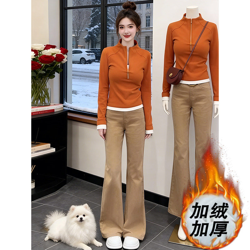 设计感半拉链立领卫衣牛仔裤套装女2026秋冬修身显瘦高级感两件套,女装/女士精品,时尚套装,淘宝优惠券,粉丝福利购,淘宝优惠卷