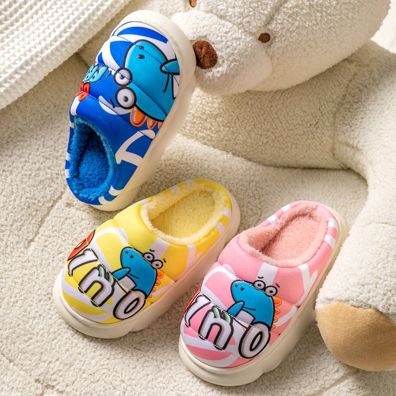 冬季儿童棉拖鞋男童女童大童卡通保暖防滑小孩厚底室内居家宝宝拖