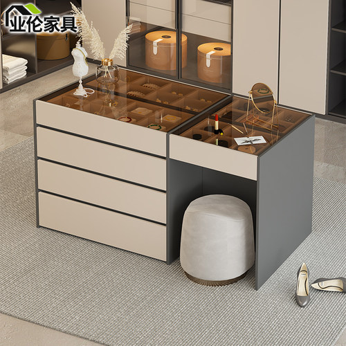 衣帽间首饰中岛柜梳妆台一体
