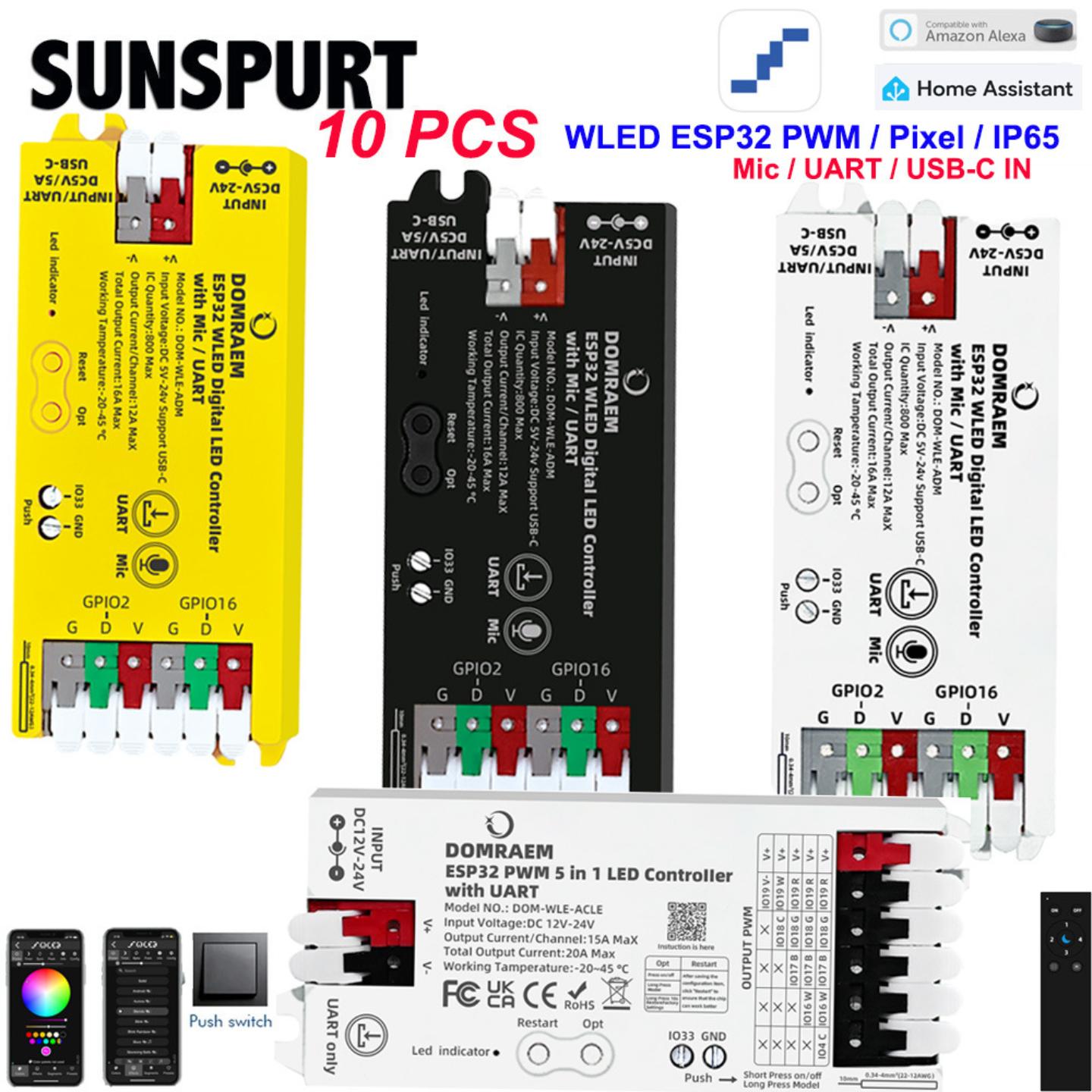 ESP32 WLED数字LED幻彩灯带控制器开发版带MIC下载2811/12/13 PWM