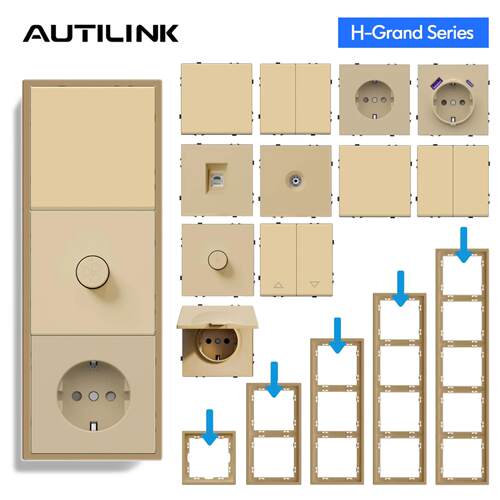 AUTILINK直供肤感开关大全墙壁插座肤感面框80型
