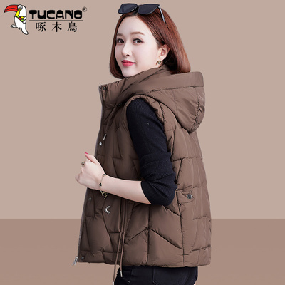 啄木鸟马甲女款2025新款冬季中年妈妈冬装羽绒棉背心时尚外穿马夹