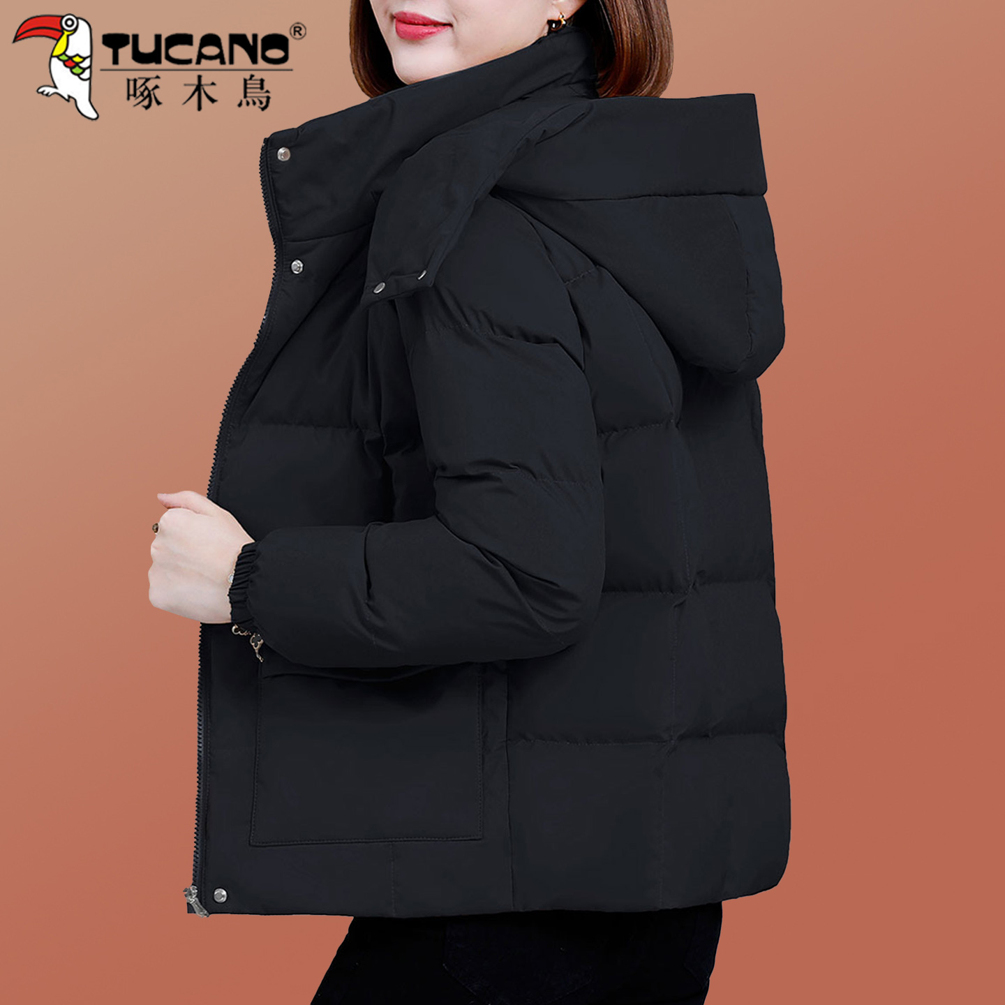 啄木鸟短款羽绒棉服女款冬季2025新款妈妈棉衣女士洋气小棉袄外套