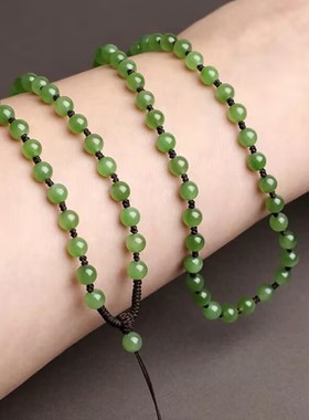 新品爆款碧绿色菠菜绿圆果珠圆珠手工编制吊坠挂绳珠链项链绳时尚
