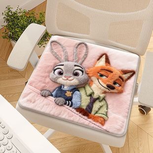 卡通动物城仿羊绒坐垫卡通办公室学生凳子屁垫冬季保暖易打理垫
