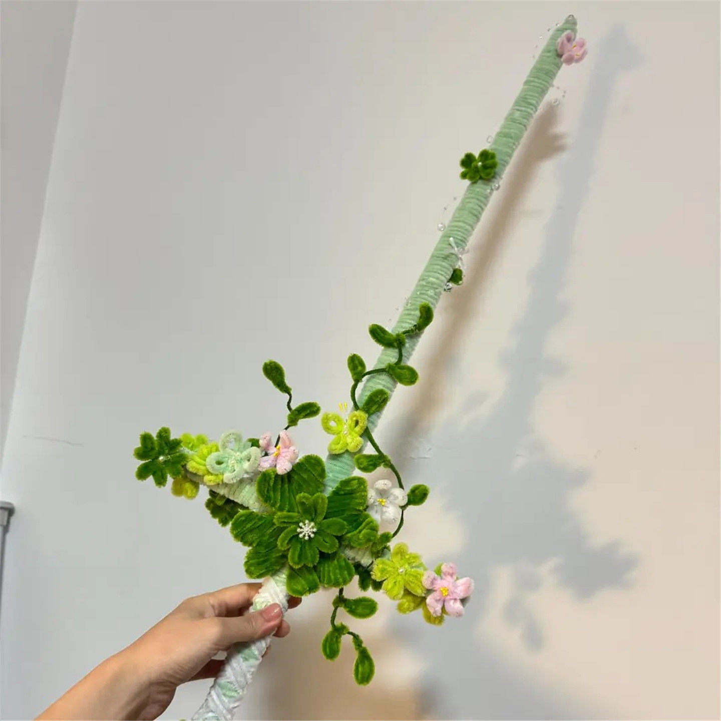 春日幸运四叶草剑荆棘玫瑰桃花剑扭扭棒DIY材料包送情侣闺蜜礼物